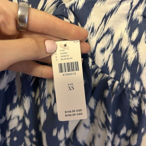 Anthropologie Blue Tassel Dress Mini Puff Sleeve XS Cottagecore Tiered Boho Stai - Picture 3 of 9